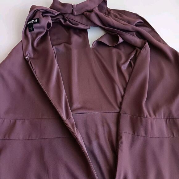 Express Women's Size 14 Purple-Brown Party Dress w/Back Cutout.  Runs small. - Picture 7 of 9